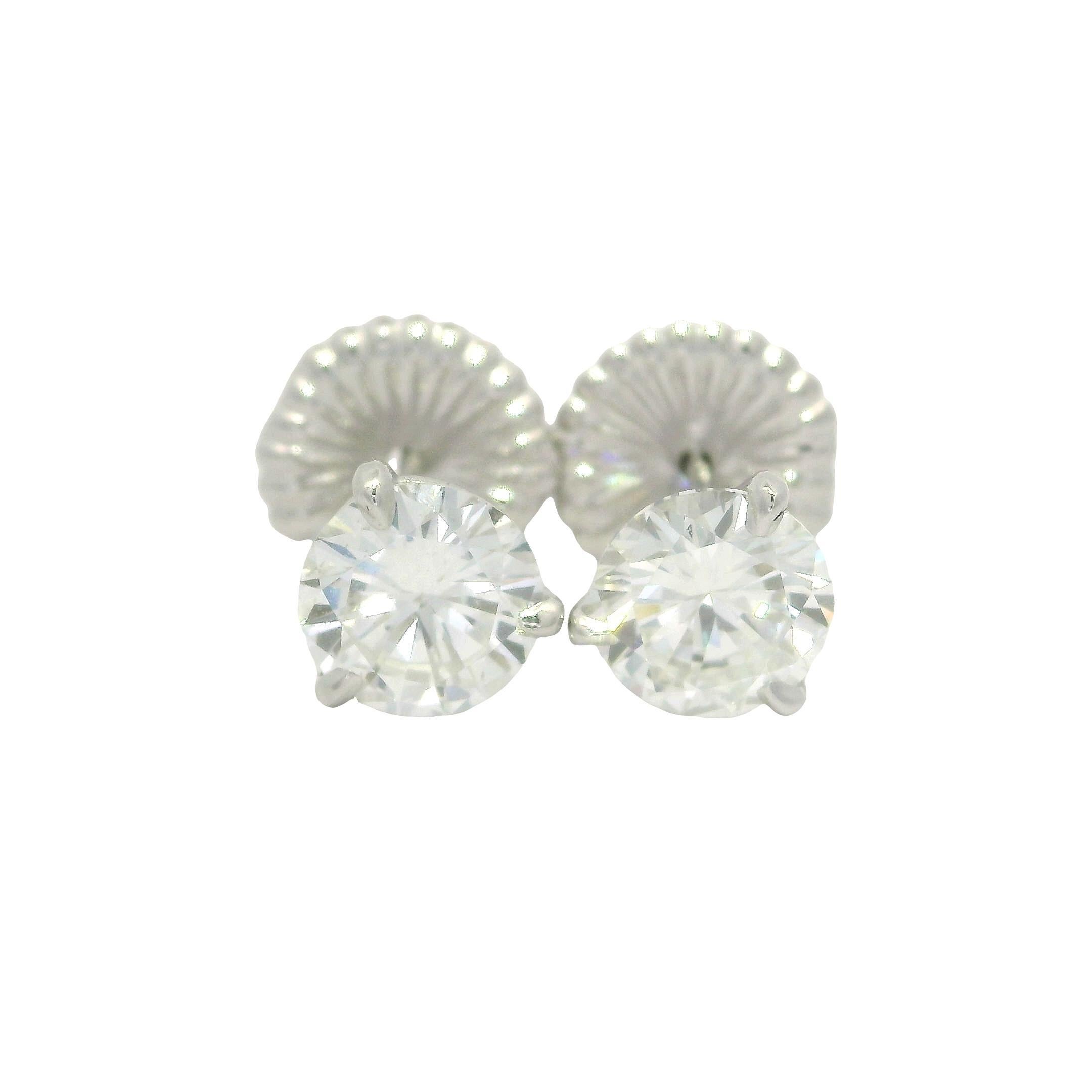 Classic Platinum GIA F VVS 2.05ctw Round Martini Set Diamond Stud Earrings For Sale 3