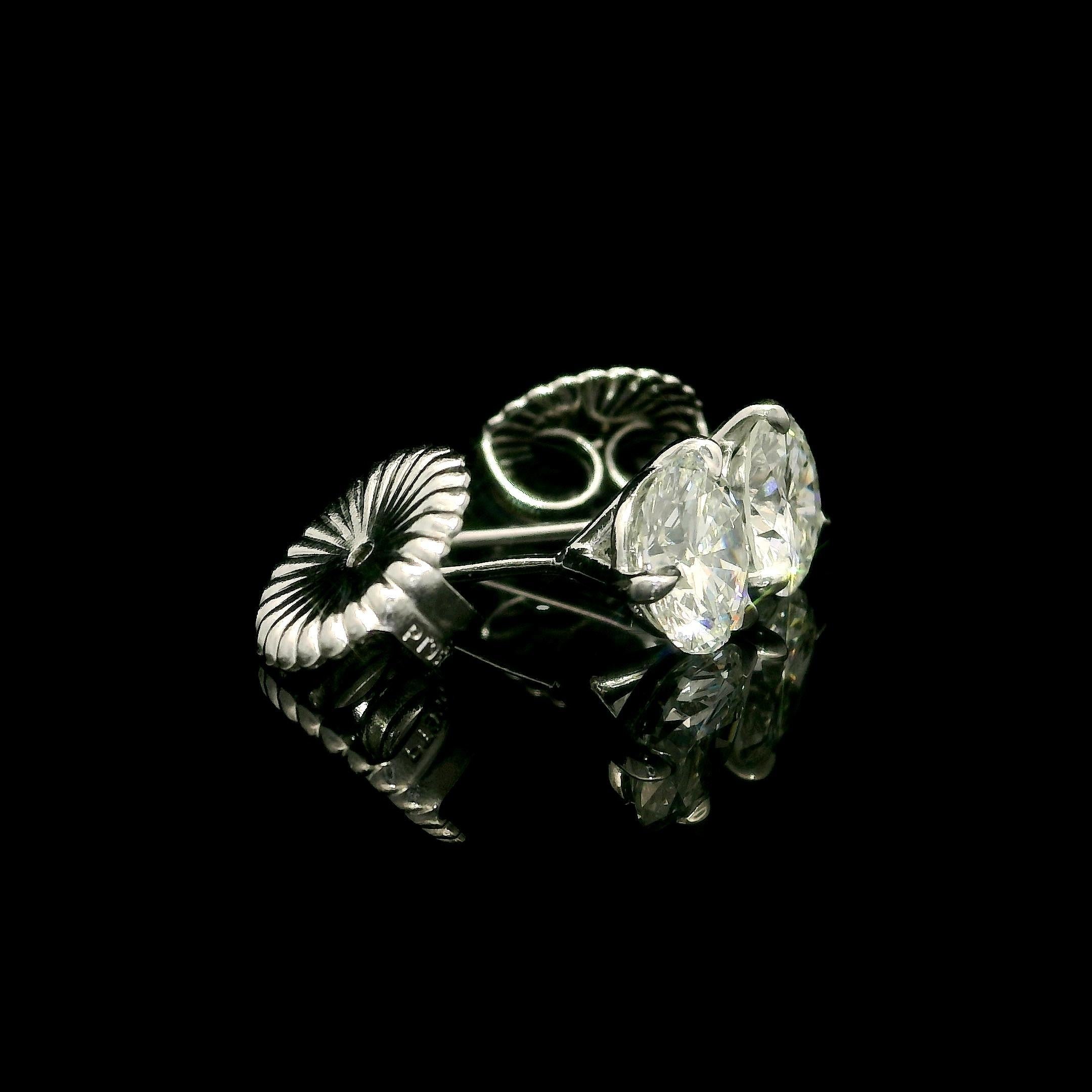 Classic Platinum GIA F VVS 2.05ctw Round Martini Set Diamond Stud Earrings For Sale 4