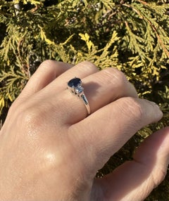 Classic Platinum High Quality 1.18ctw Royal Blue Sapphire w/ Diamond Sides Ring