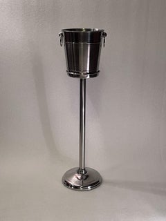 Classic Polished Metal Champagne Ice Bucket with Floor Stand