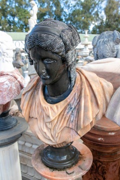 Classic Polychrome Marble Bust Representing Greco-Roman Female Figure