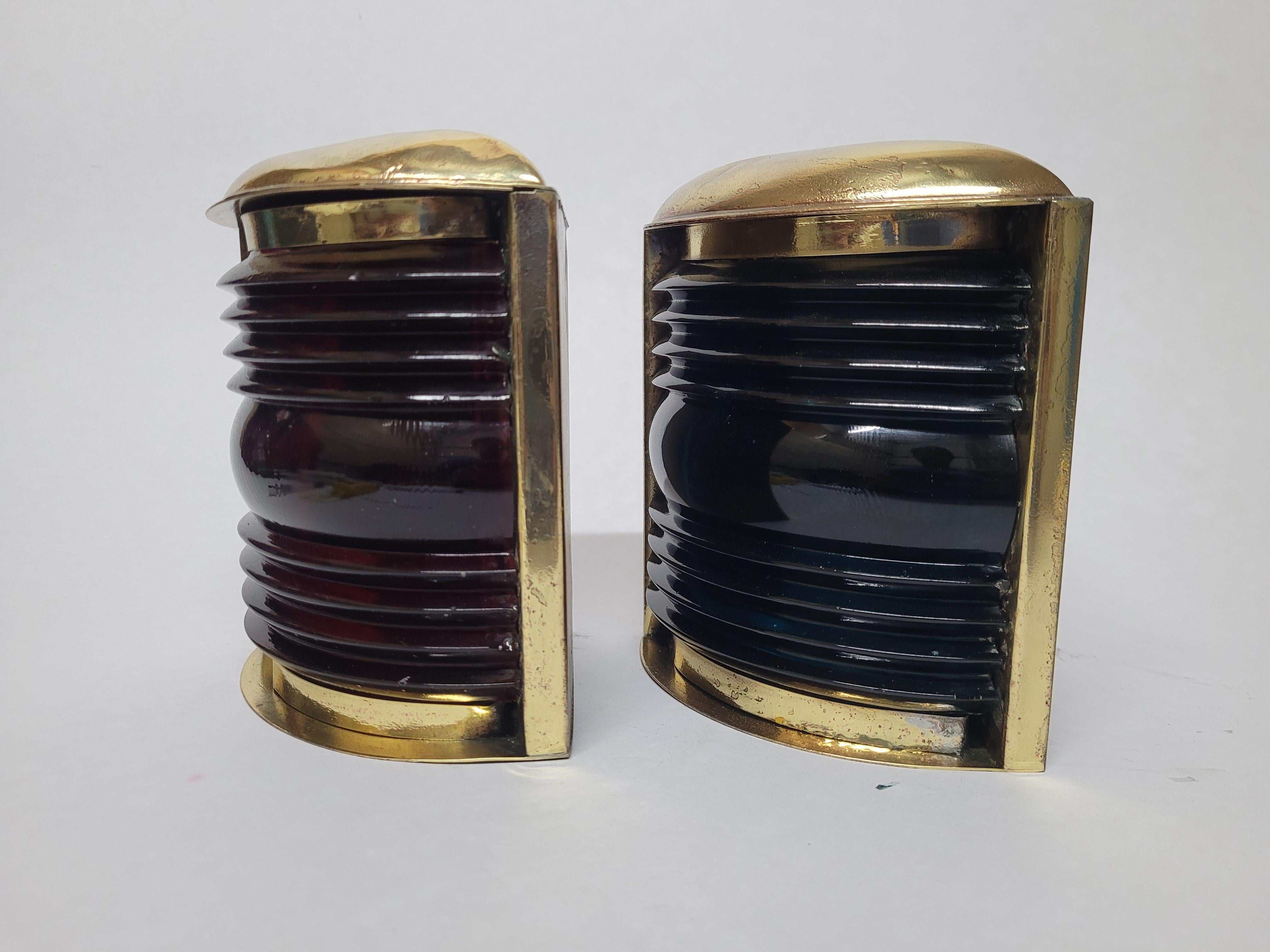 Classic Port and Starboard Motor Boat Lanterns For Sale 1