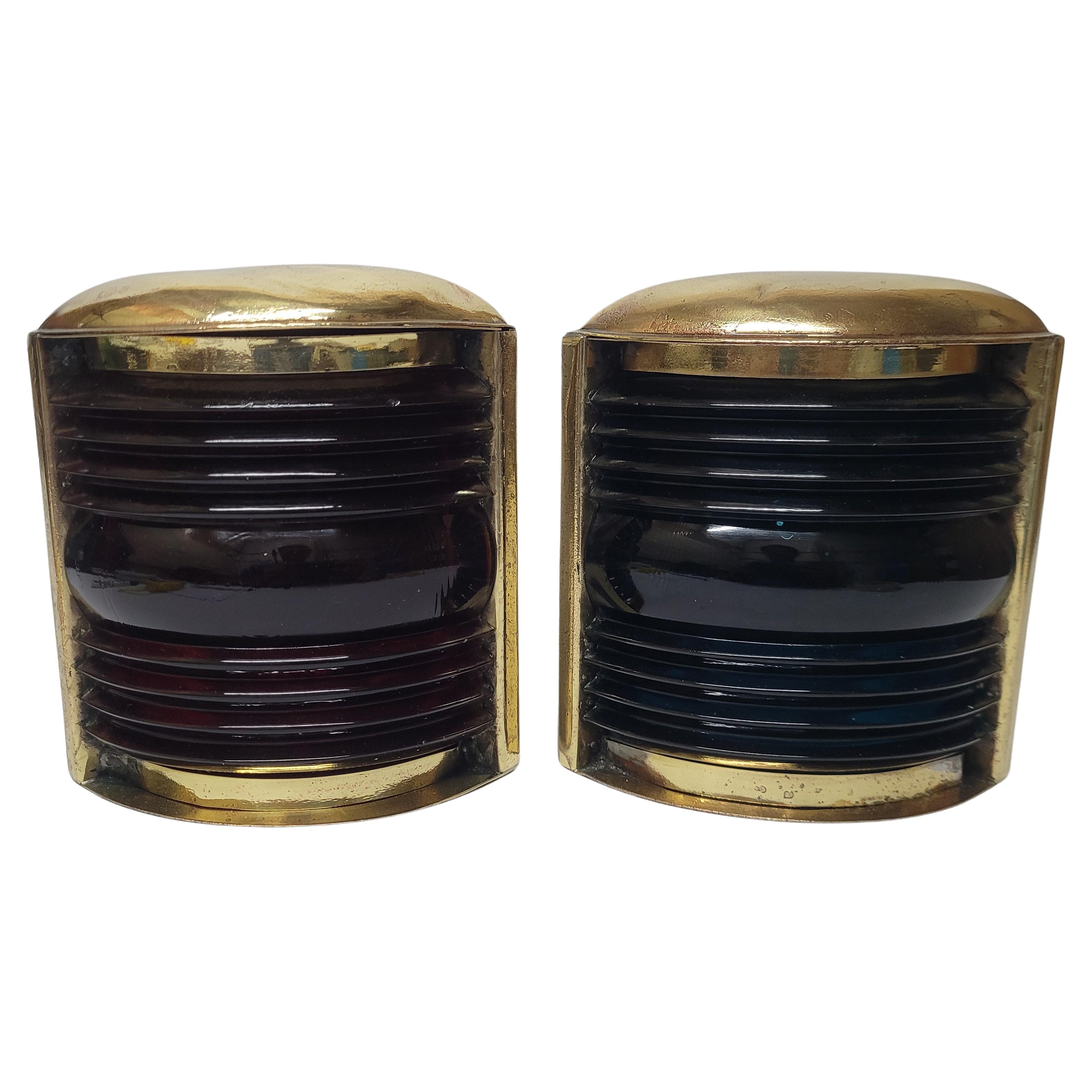 Classic Port and Starboard Motor Boat Lanterns For Sale