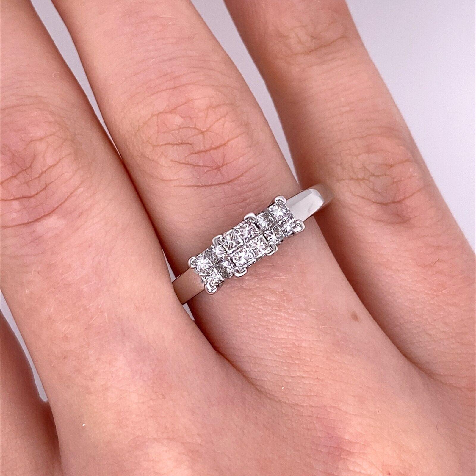 Women's Classic Princess Cut Natural Diamond Trilogy Ring Set with 0.50ct Diamonds For Sale