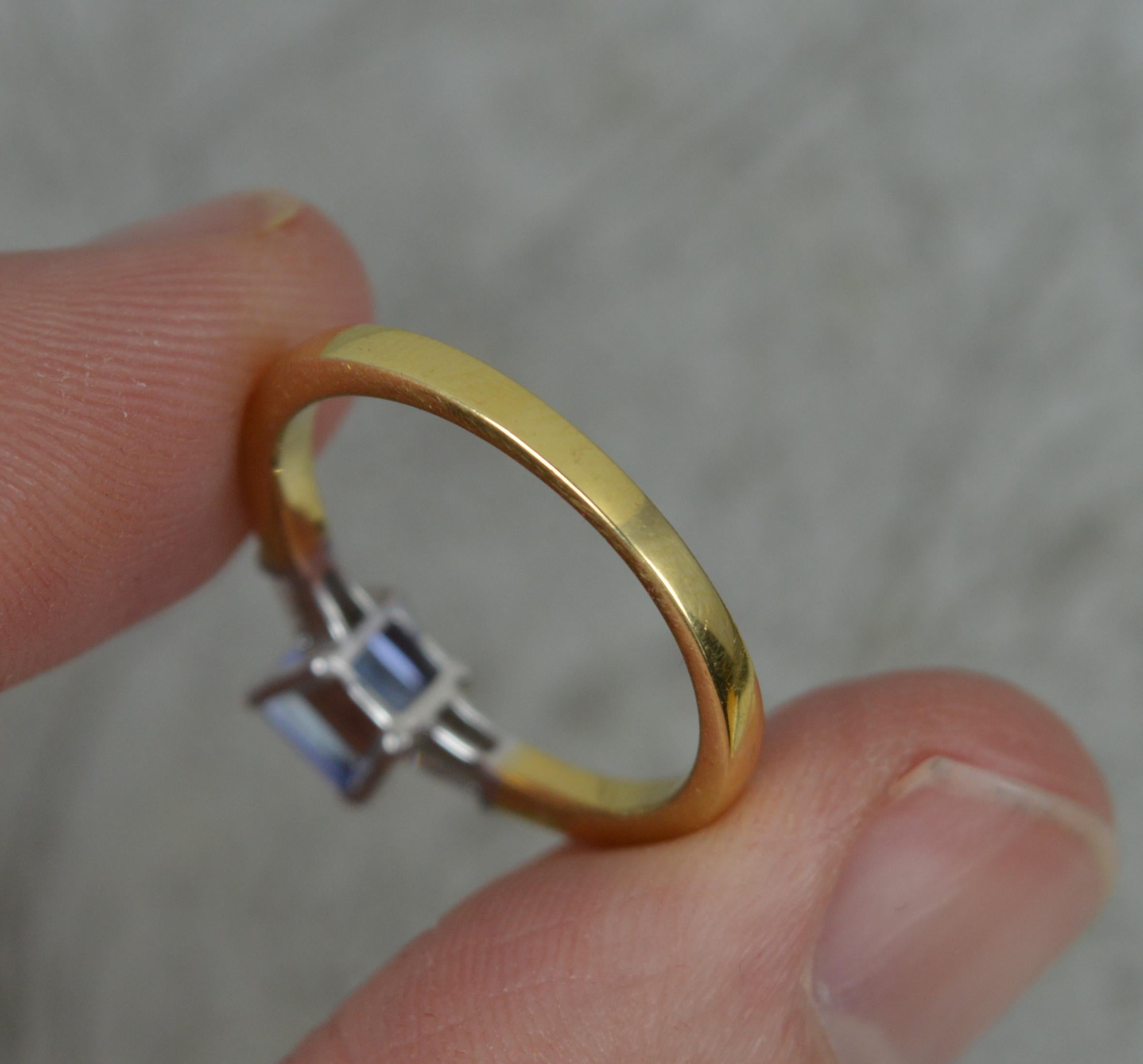 Classic Princess Cut Tanzanite and Diamond 18ct Gold Engagement Ring 2