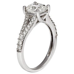 Classic Princess 
Round Diamond 1.84 ct 18k White Gold Engagement Ring Size 51