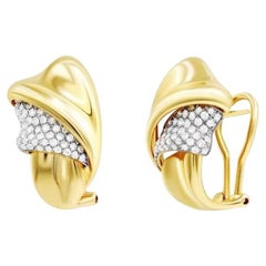 Boucles d'oreilles à levier en or jaune 14K pour elle : Quartz Classic et diamants