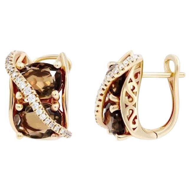 Klassische Quarz-Diamant-Ohrringe mit Hebelverschluss aus 18K Gelbgold für Sie im Angebot