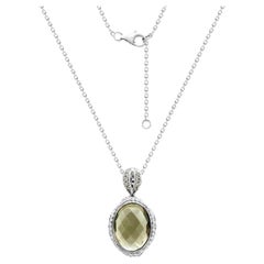 Classic Quartz Diamond White 18K Gold Necklace for Her