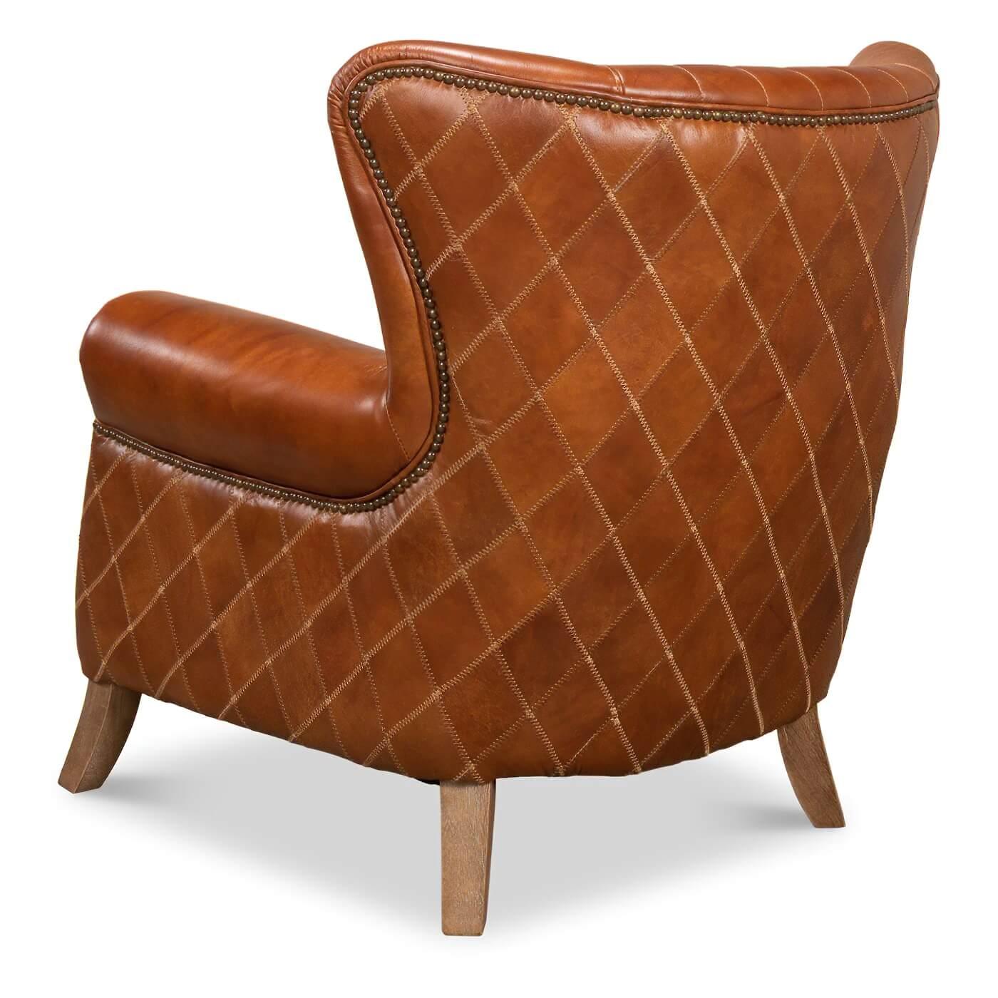 Modern Classic Quilted Leather Armchair For Sale