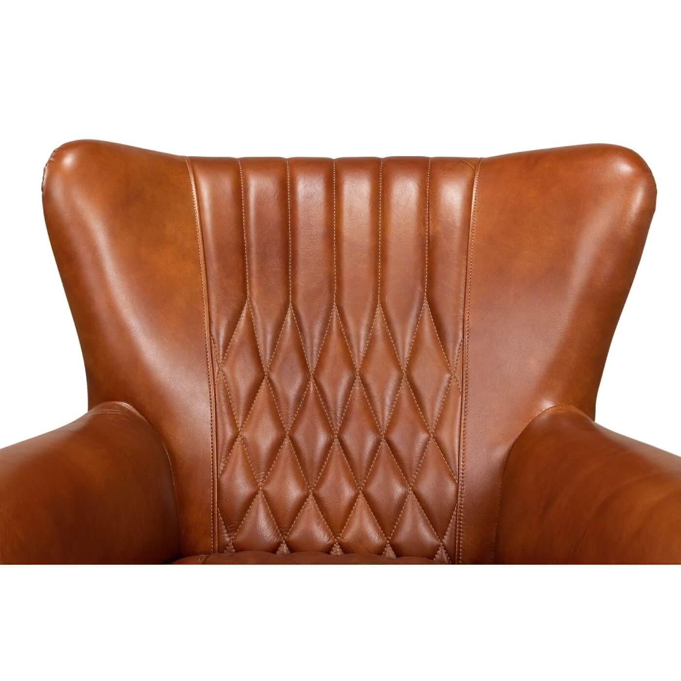 Contemporary Classic Quilted Leather Armchair For Sale