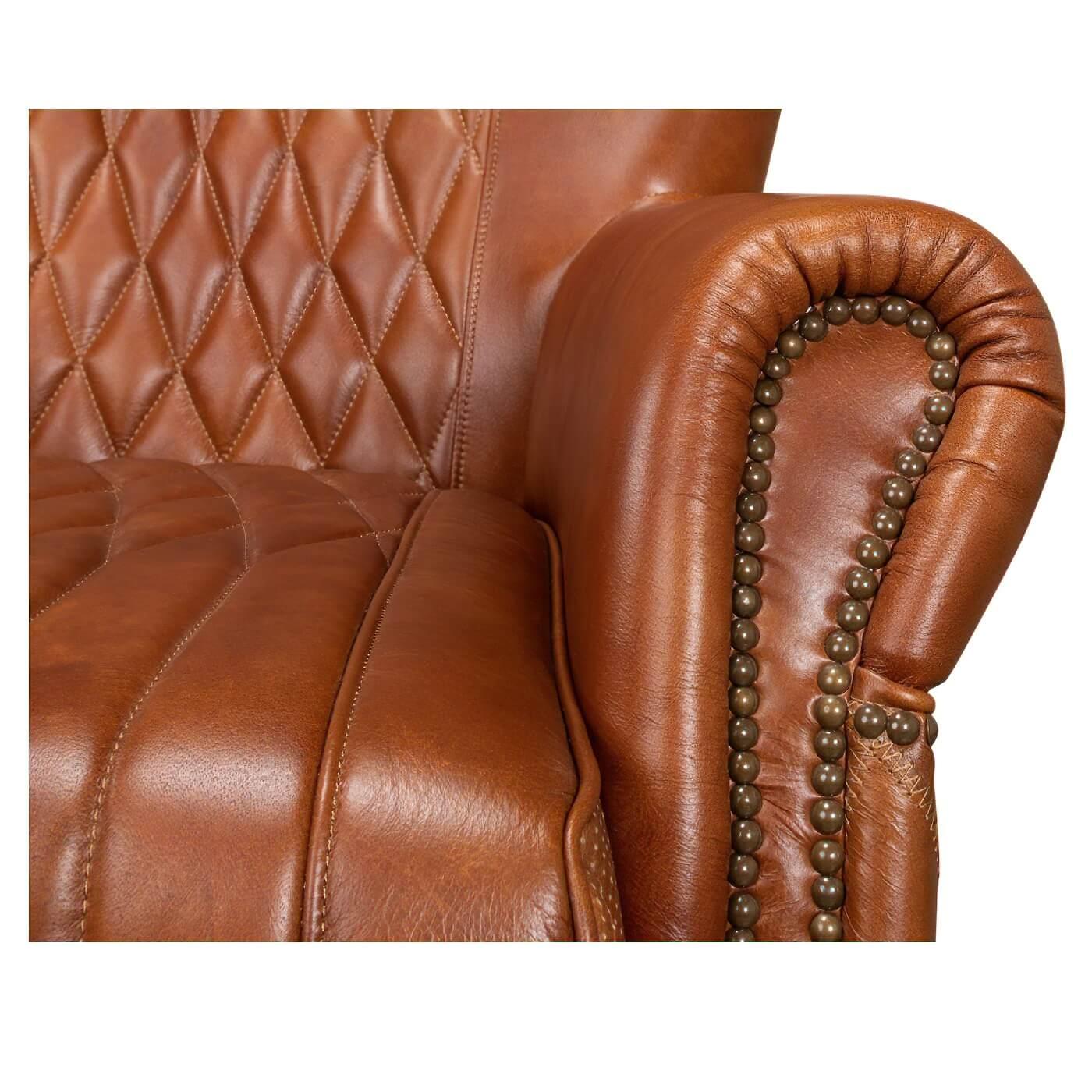 Classic Quilted Leather Armchair For Sale 1