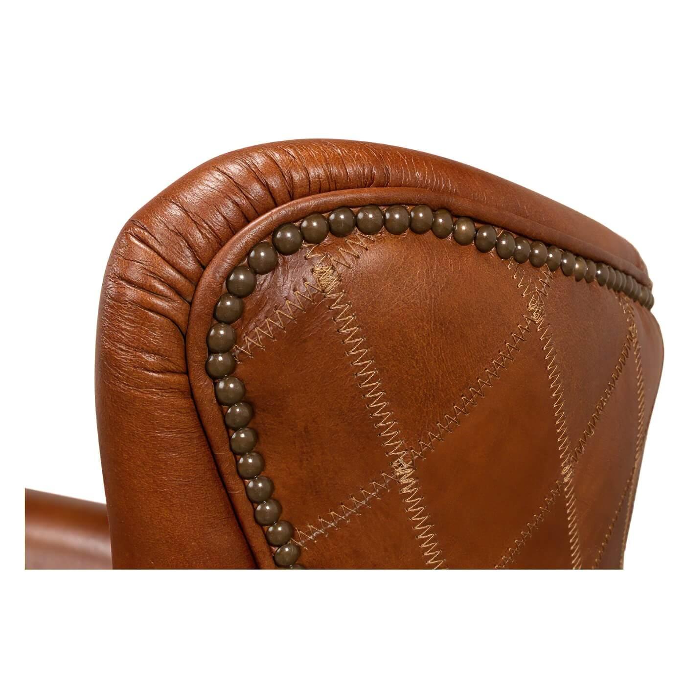 Classic Quilted Leather Armchair For Sale 2