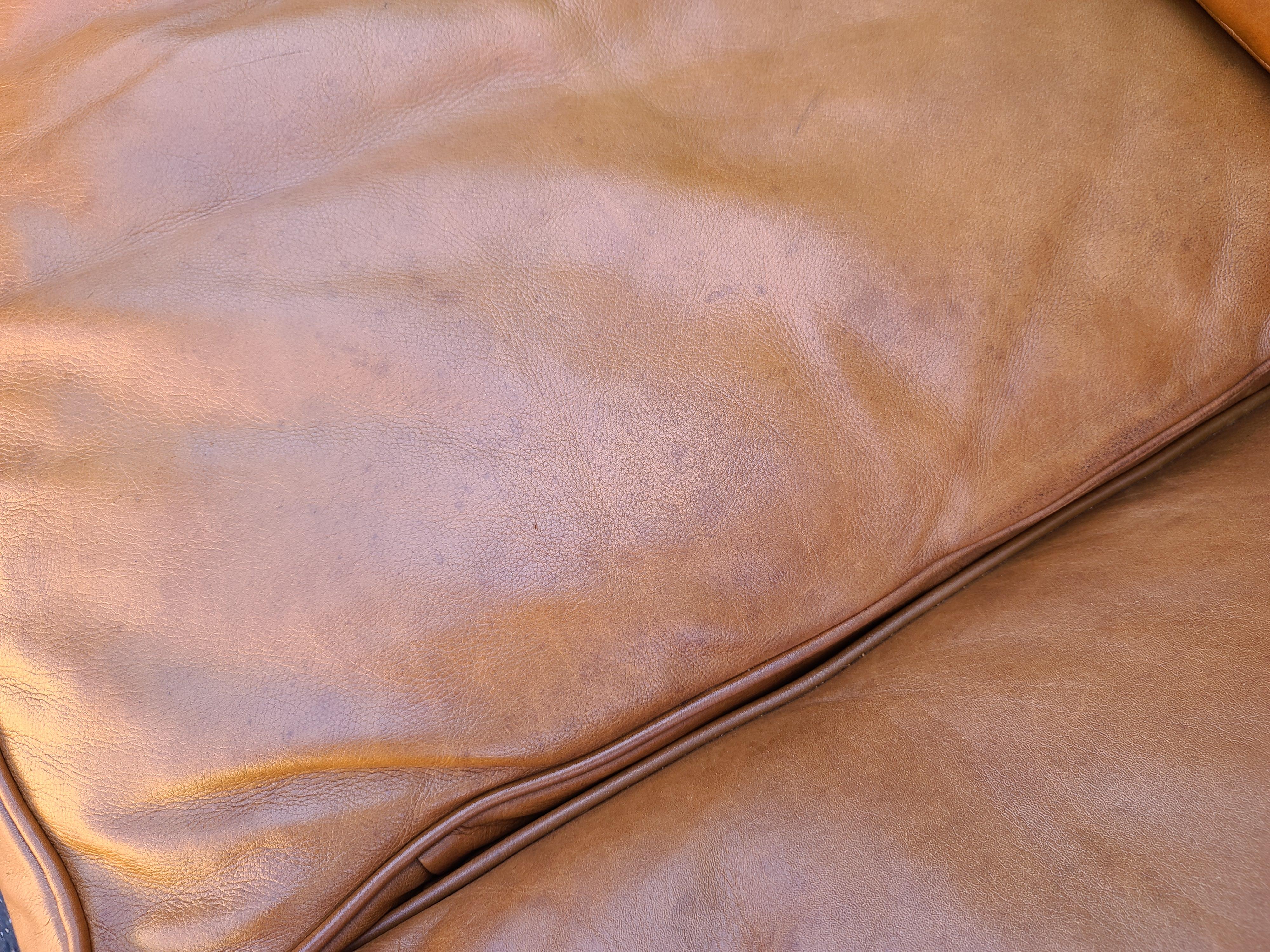 Classic Ralph Lauren Mid-Century Modern Style Saddle Leather Sofa 5