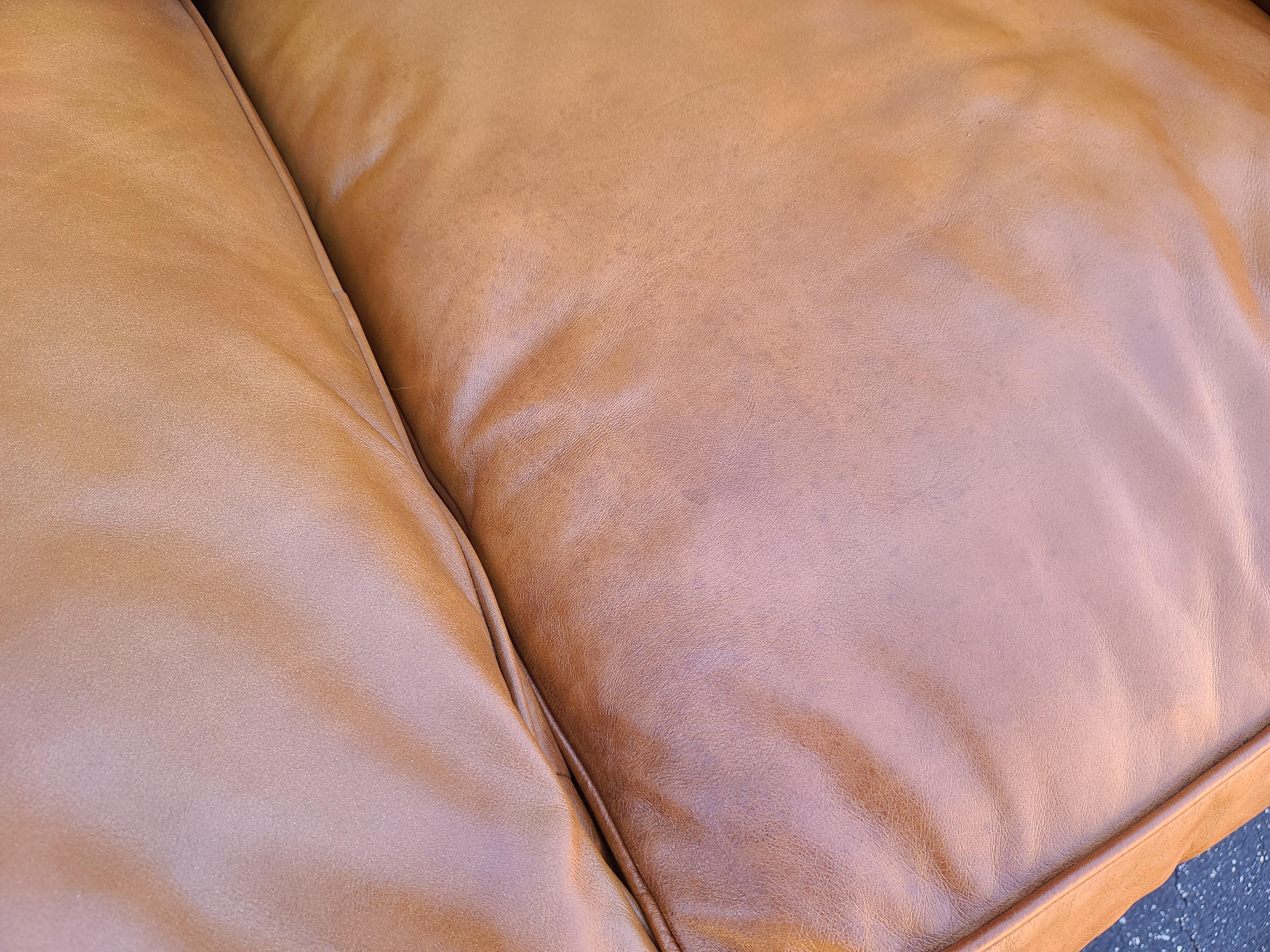 Classic Ralph Lauren Mid-Century Modern Style Saddle Leather Sofa 6