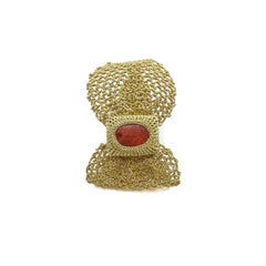 Gold Color Thread Red Coral Vintage Victorian Classic Fine Jewelry Bracelet