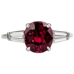 Classic Red Ruby Diamond Platinum Ring