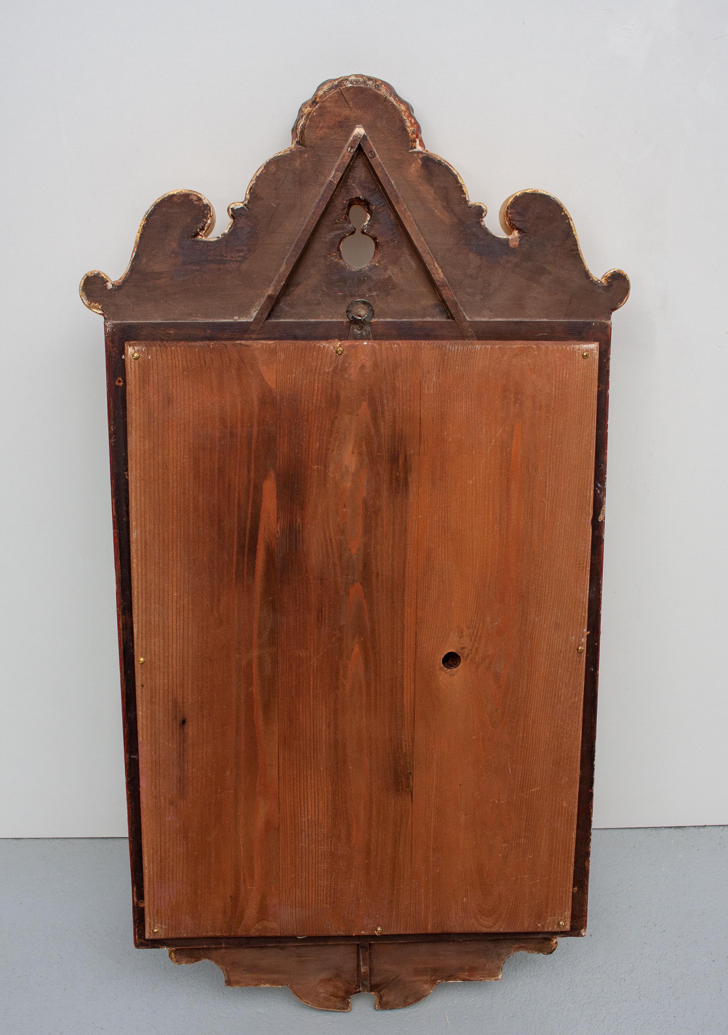 Chinese Classic Red Wall Mirror, 1940s