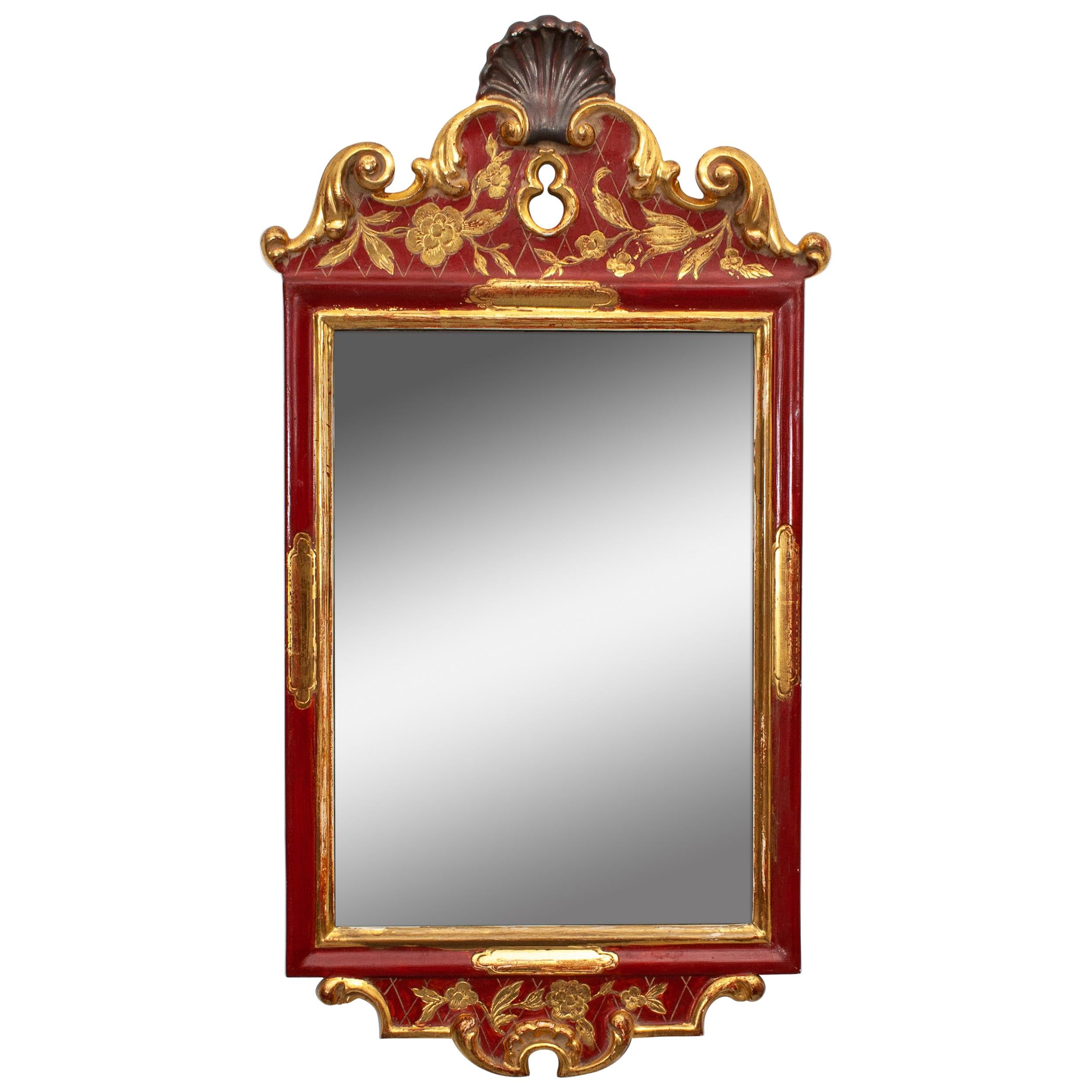 Classic Red Wall Mirror, 1940s 