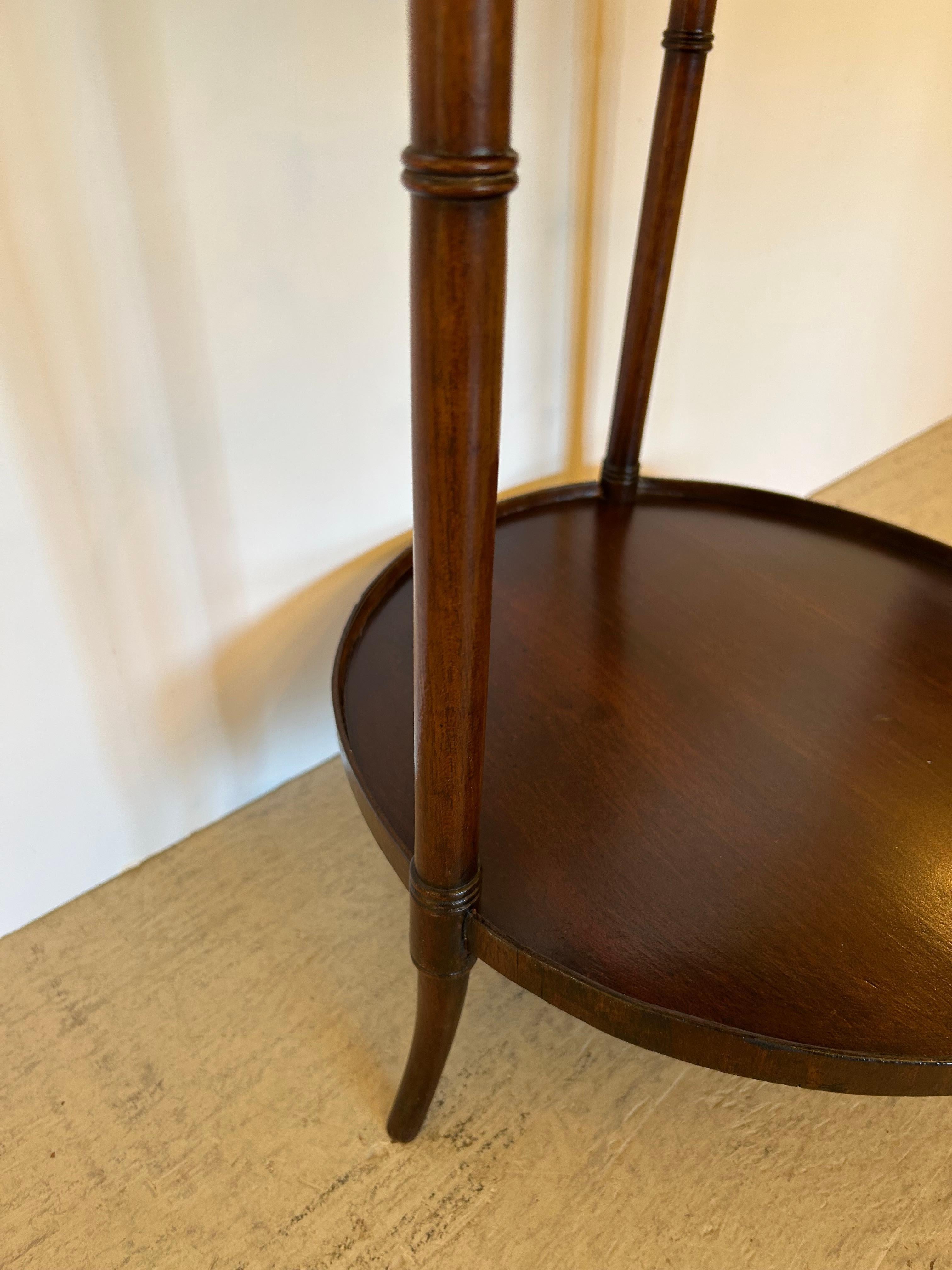 English Classic Regency Mahogany Small Round Two Tier End Table For Sale
