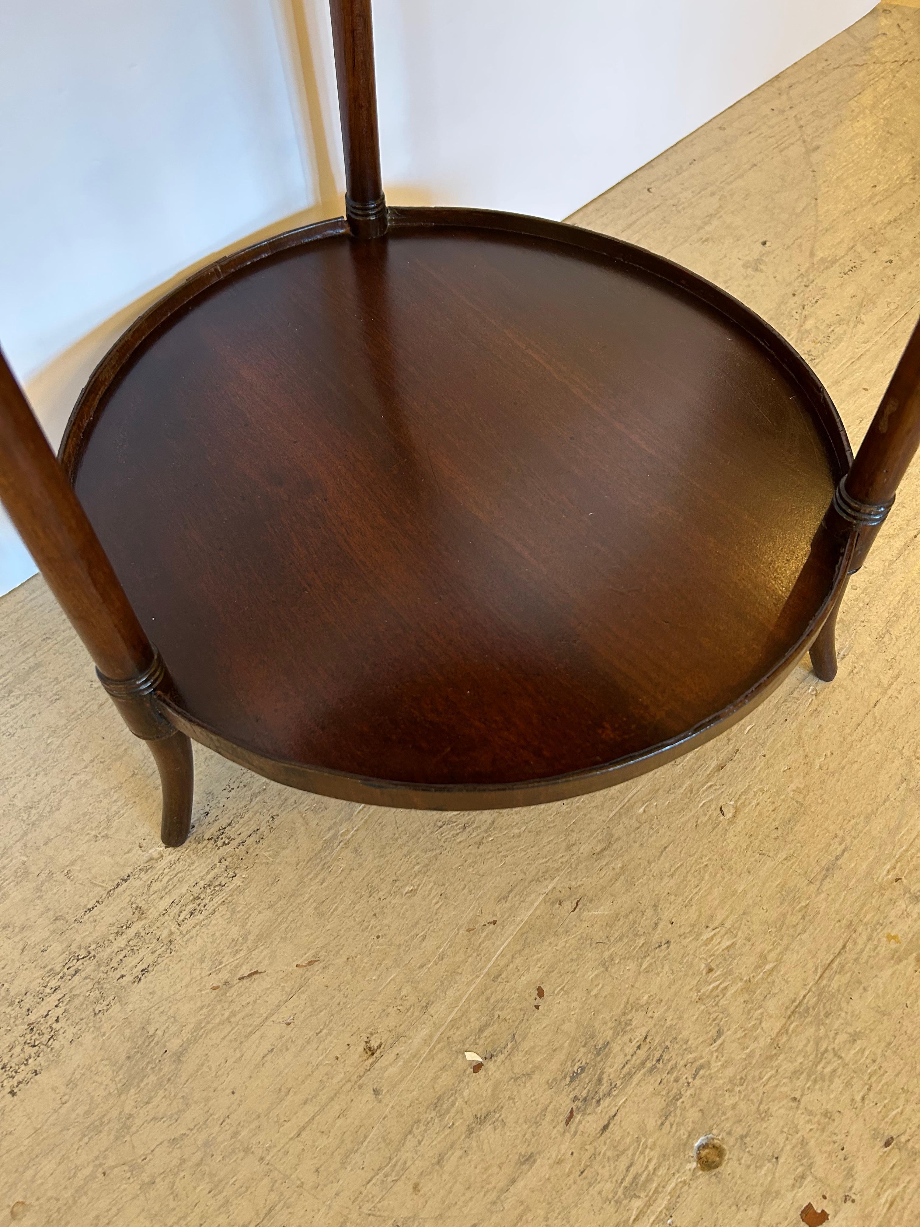 Classic Regency Mahogany Small Round Two Tier End Table For Sale 1