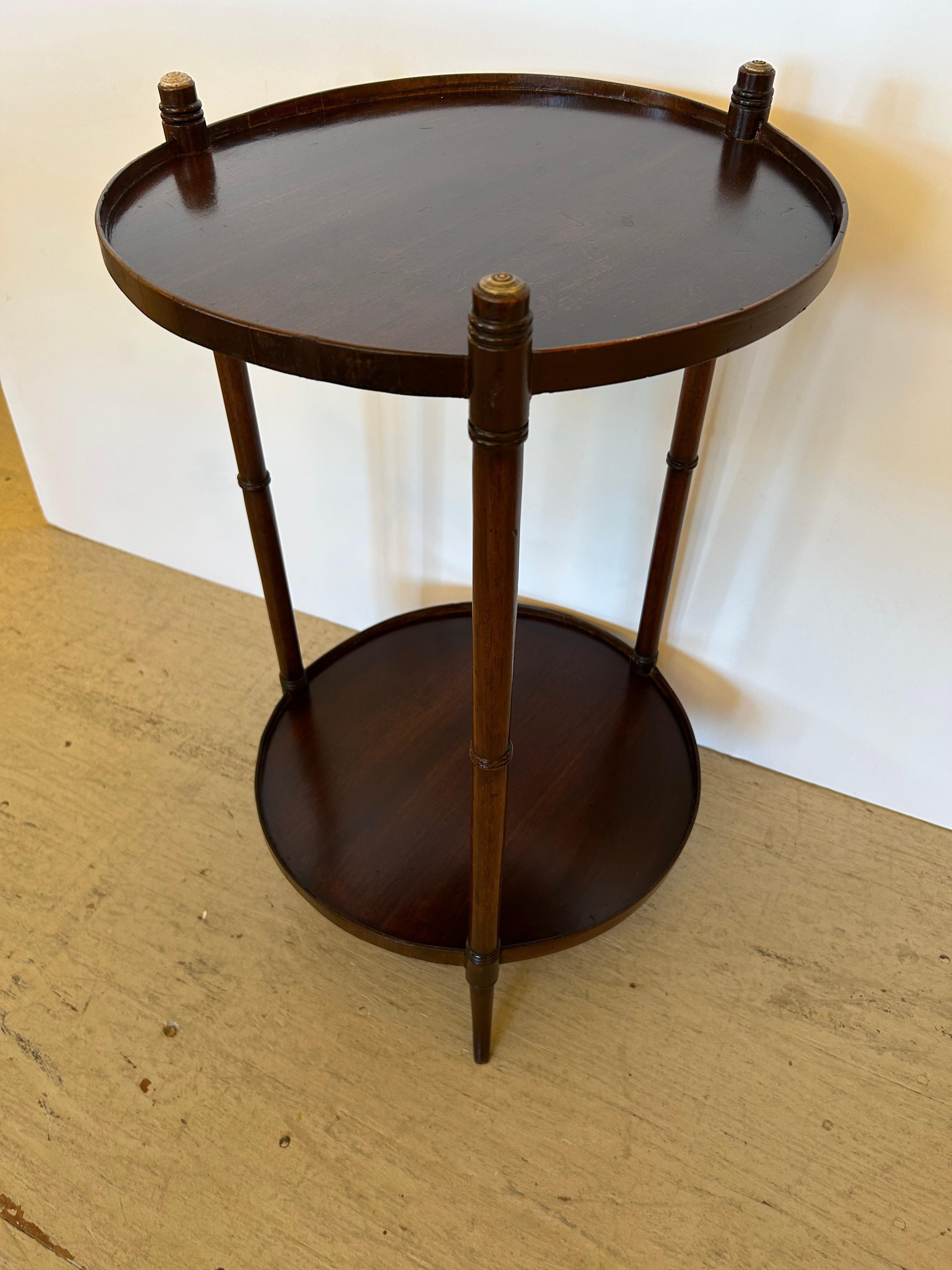 Classic Regency Mahogany Small Round Two Tier End Table For Sale 2