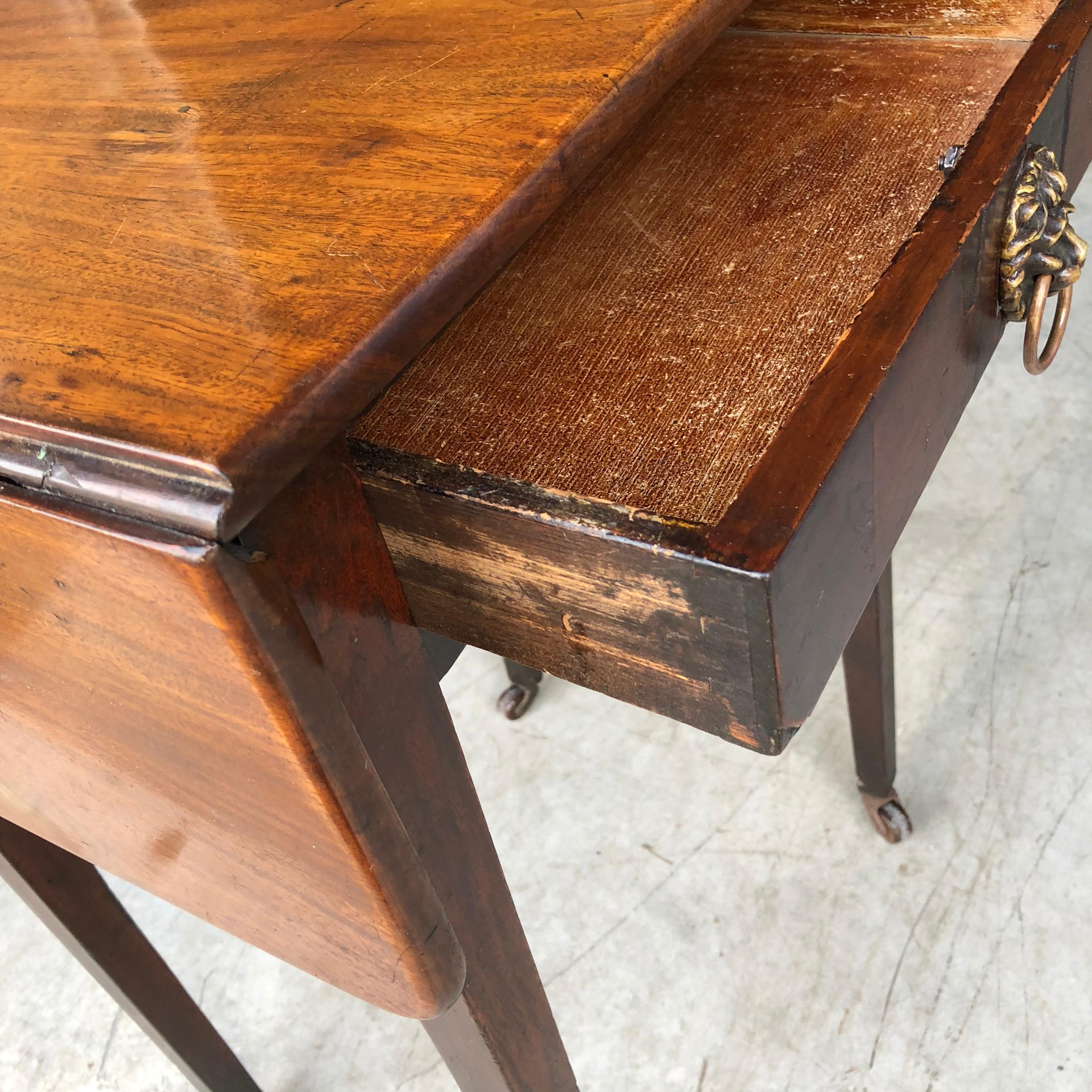 Classic Regency Style Drop-Leaf Table with Lion-Head Hardware 8