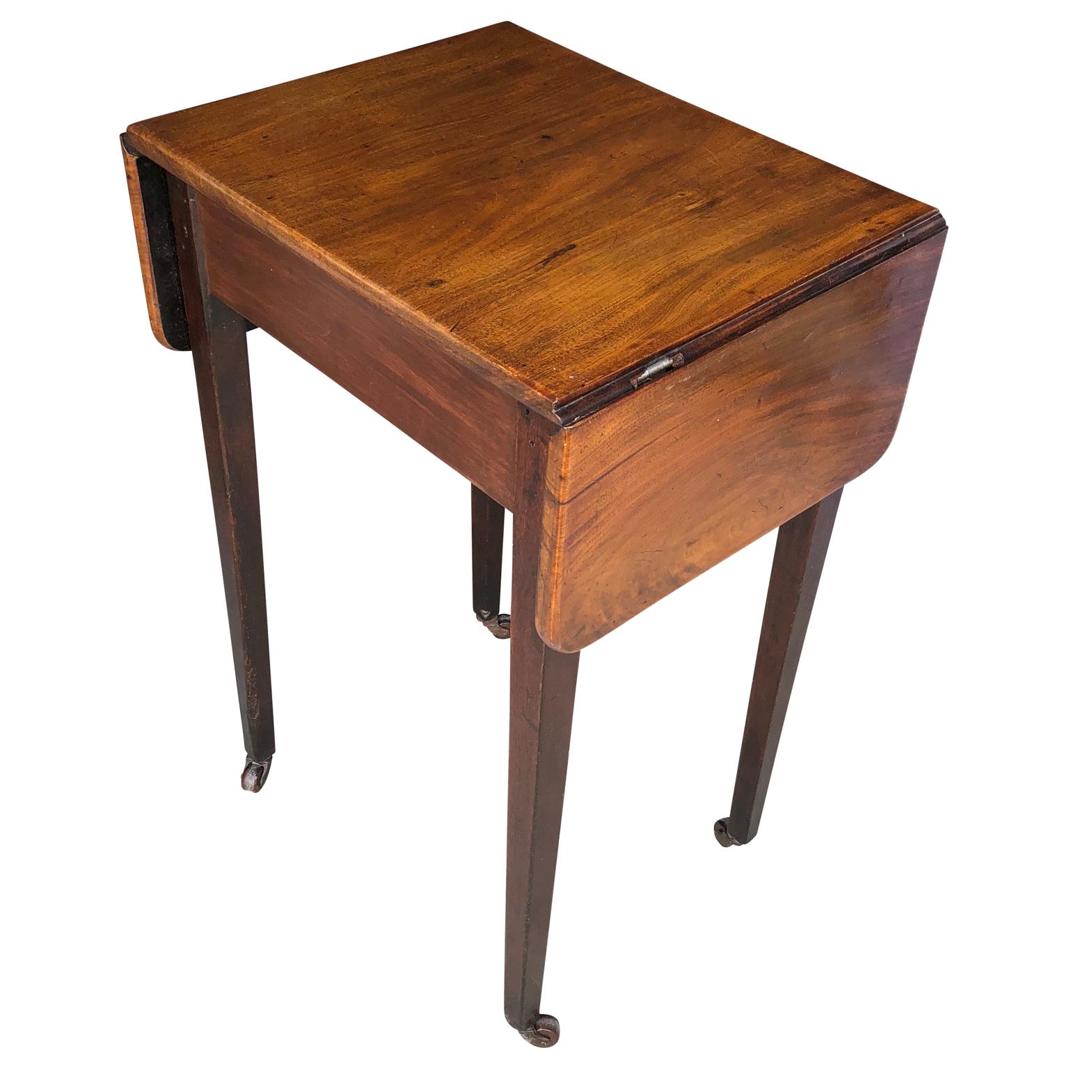 19th Century Classic Regency Style Drop-Leaf Table with Lion-Head Hardware