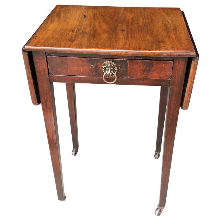 Classic Regency Style Drop Leaf Table With Lion Head Hardware For