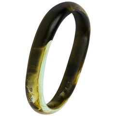 Classic Resin Wishbone Bangle in Malachite