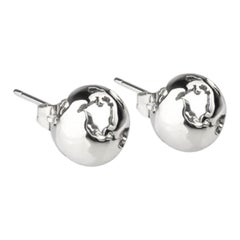 Classic Rhodium World Small Earrings by Cristina Ramella