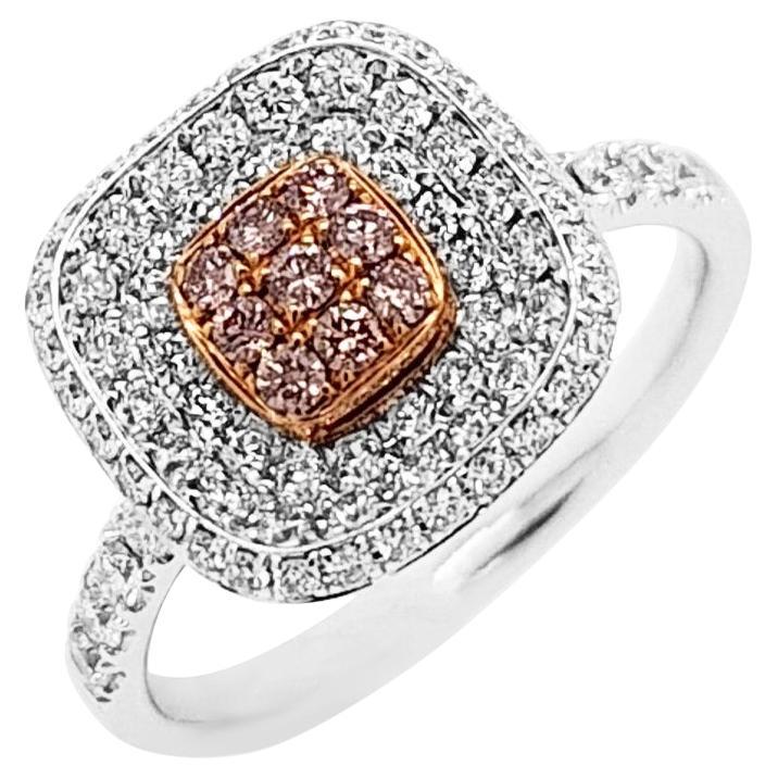 Classic Ring mit Pink Diamonds im Rundschliff und weißen Diamanten, aus Platin im Angebot