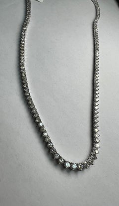 Classic Riveria 9.28 Carat w/ White Diamonds 14k White Gold Necklace