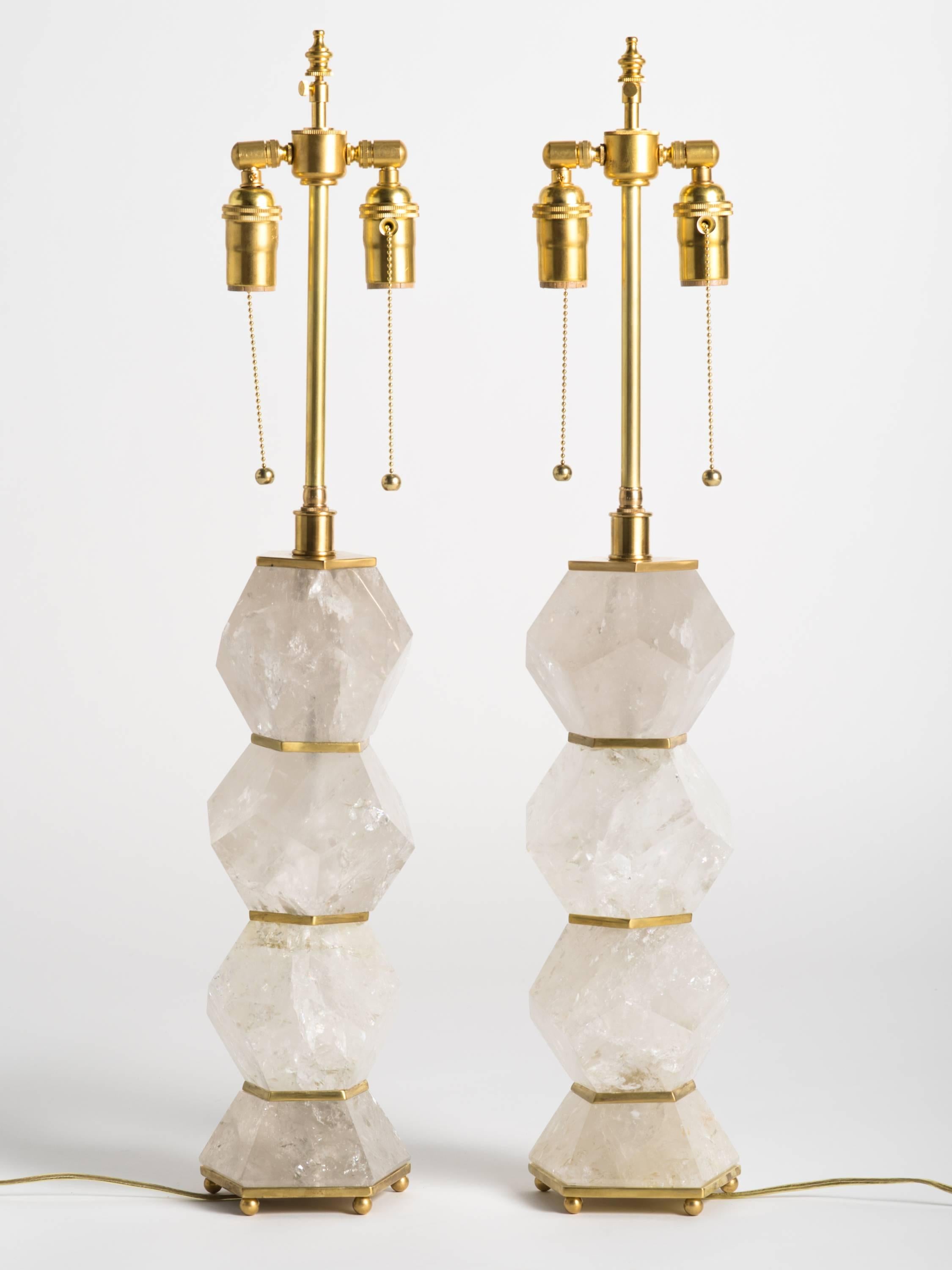 Contemporary Classic Rock Crystal Quartz Lamps - 