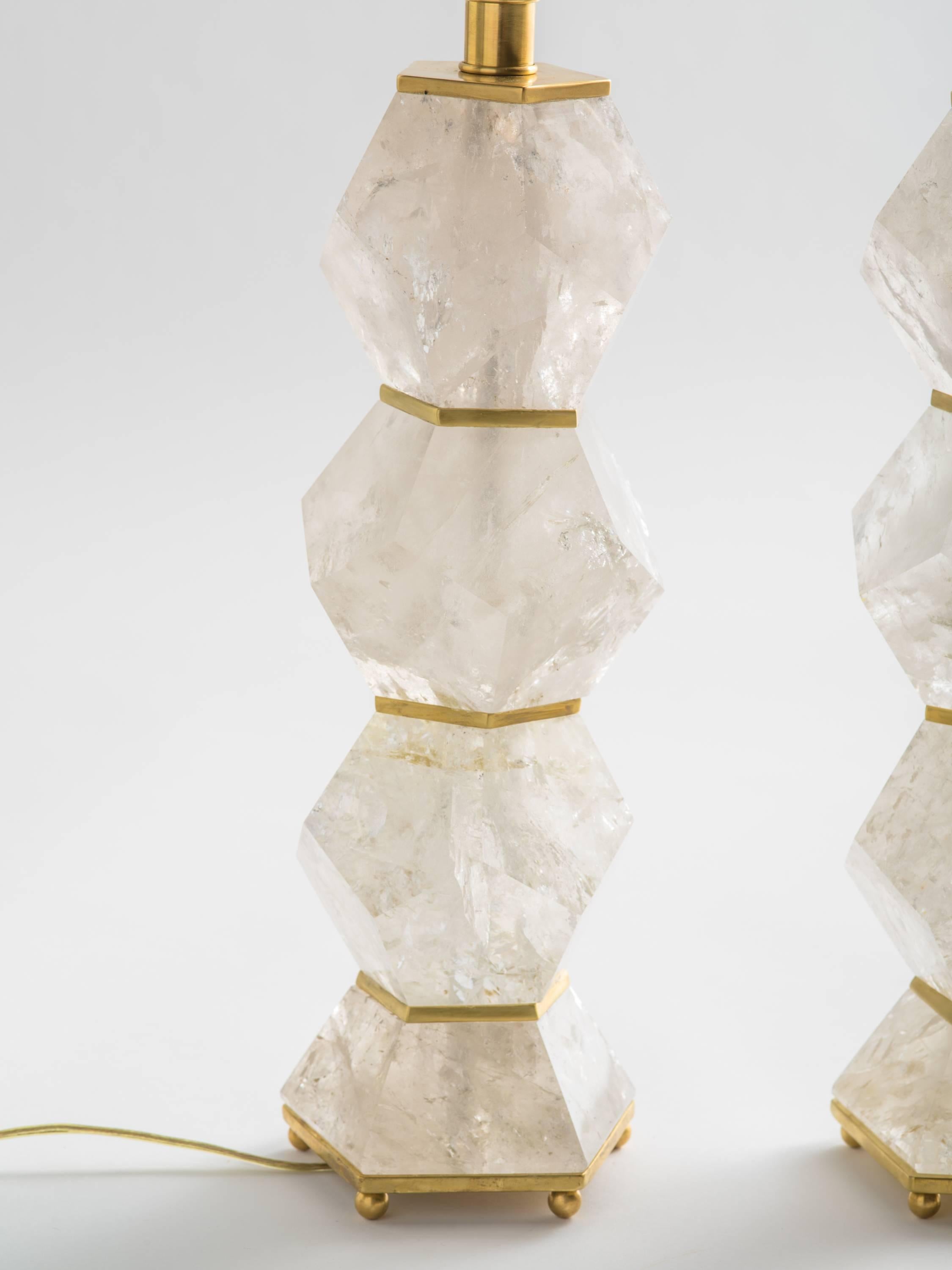 Laiton Lampes Classic Rock en cristal de quartz - 