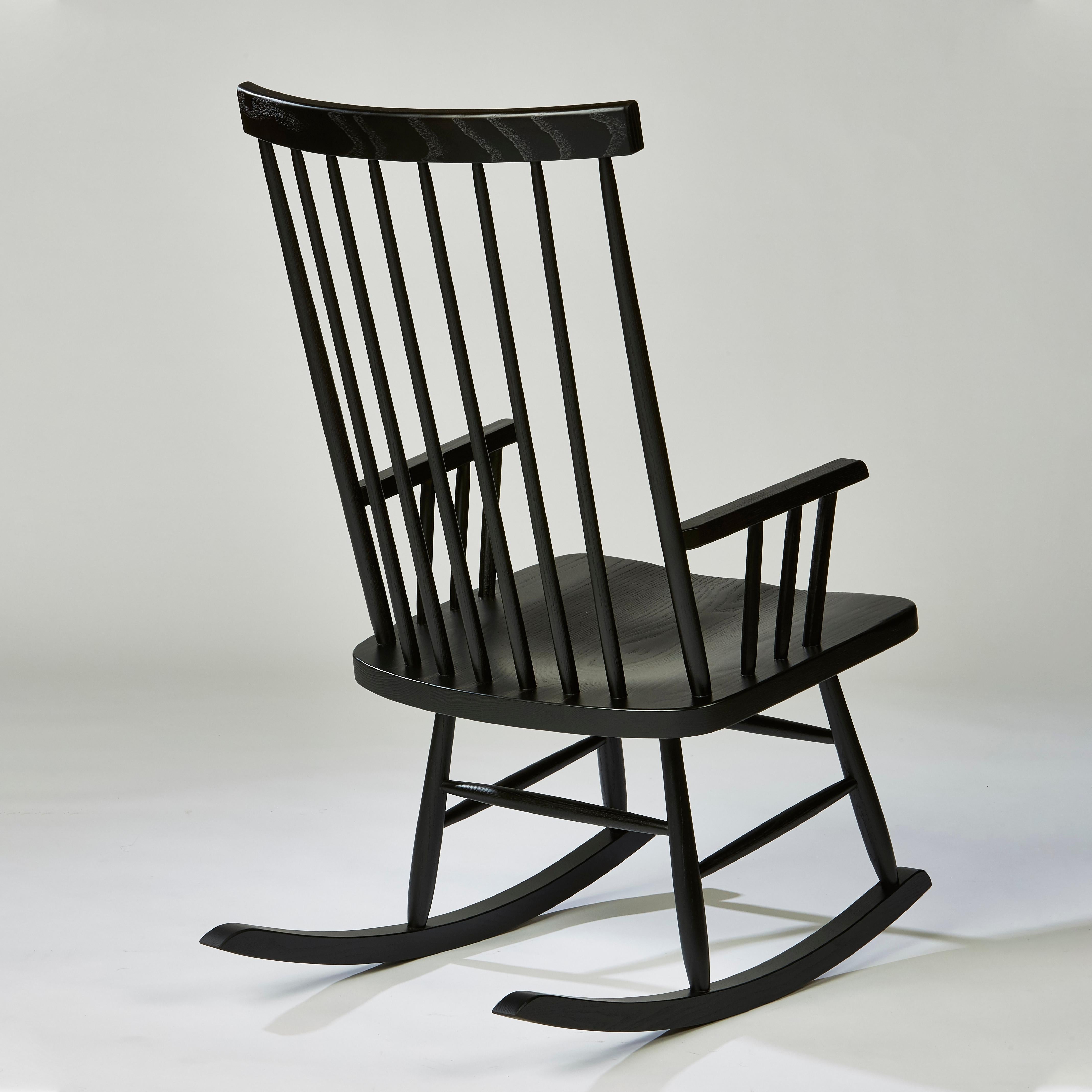 Mid-Century Modern Classic Rocking Chair in Ebonized Ash by Mel Smilow For Sale