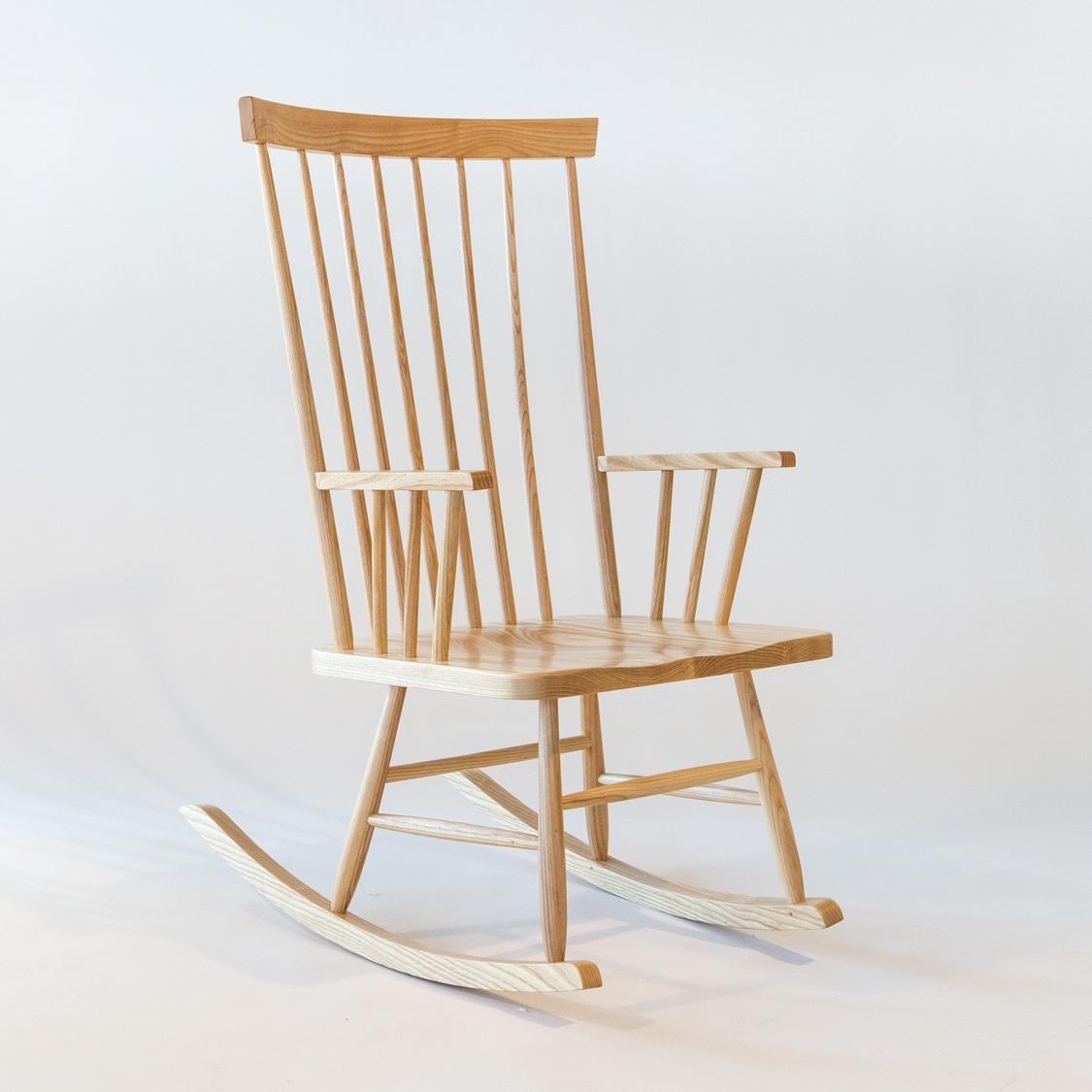 American Classic Rocking Chair with leather cushion in Ash by Mel Smilow