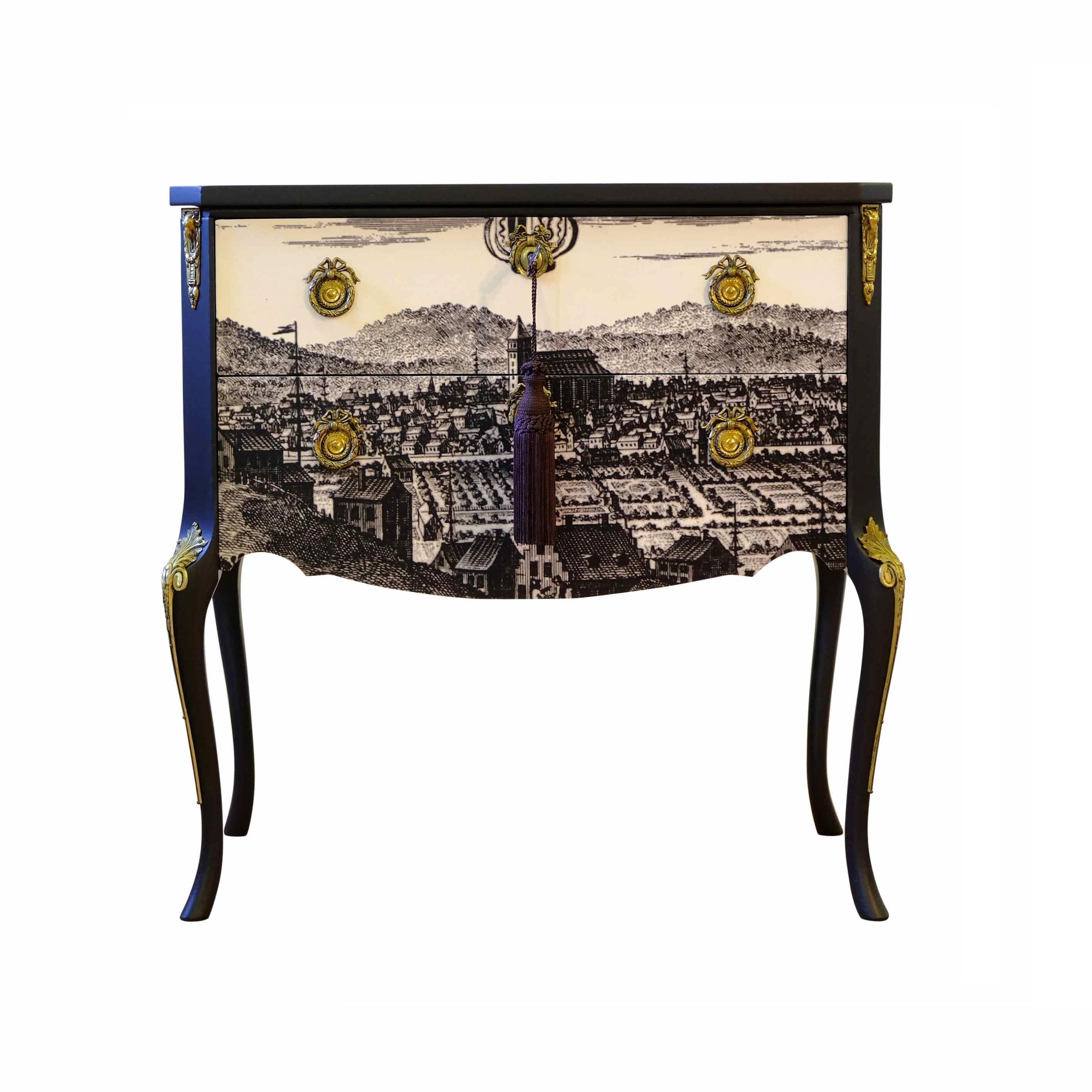 Louis XV Classic Rococo Style Chests with 17th Century Style Print For Sale