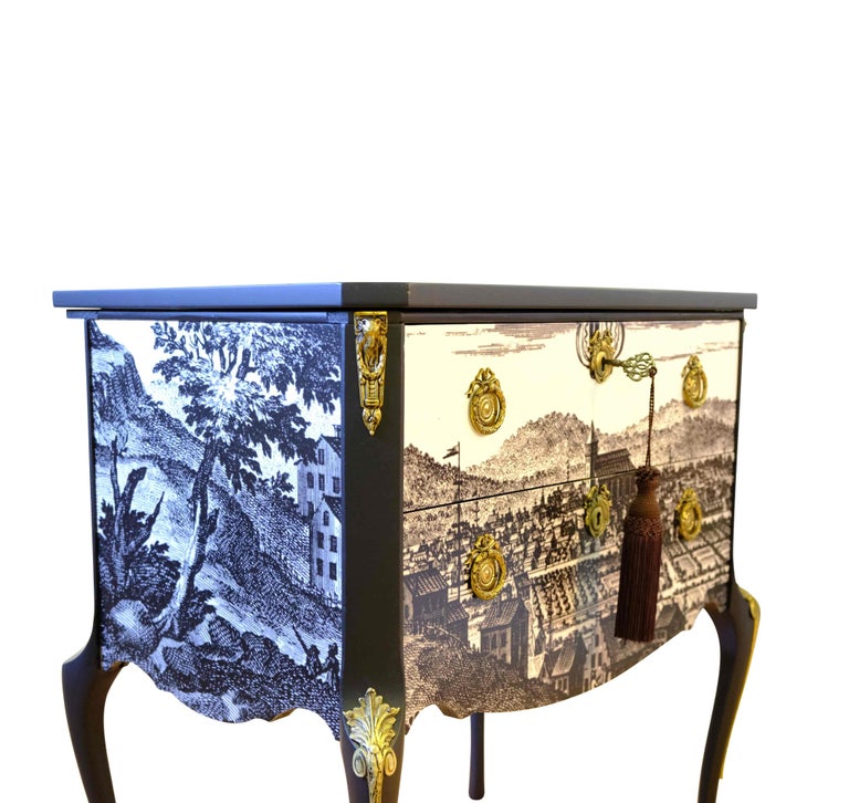 Classic Rococo Style Chests with 17th Century Style Print For Sale at ...