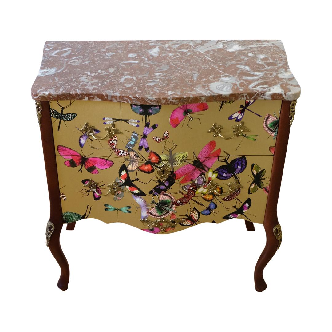 Classic Rococo Style Chests with Gold Christian Lacroix Design and Natural Marb For Sale 2