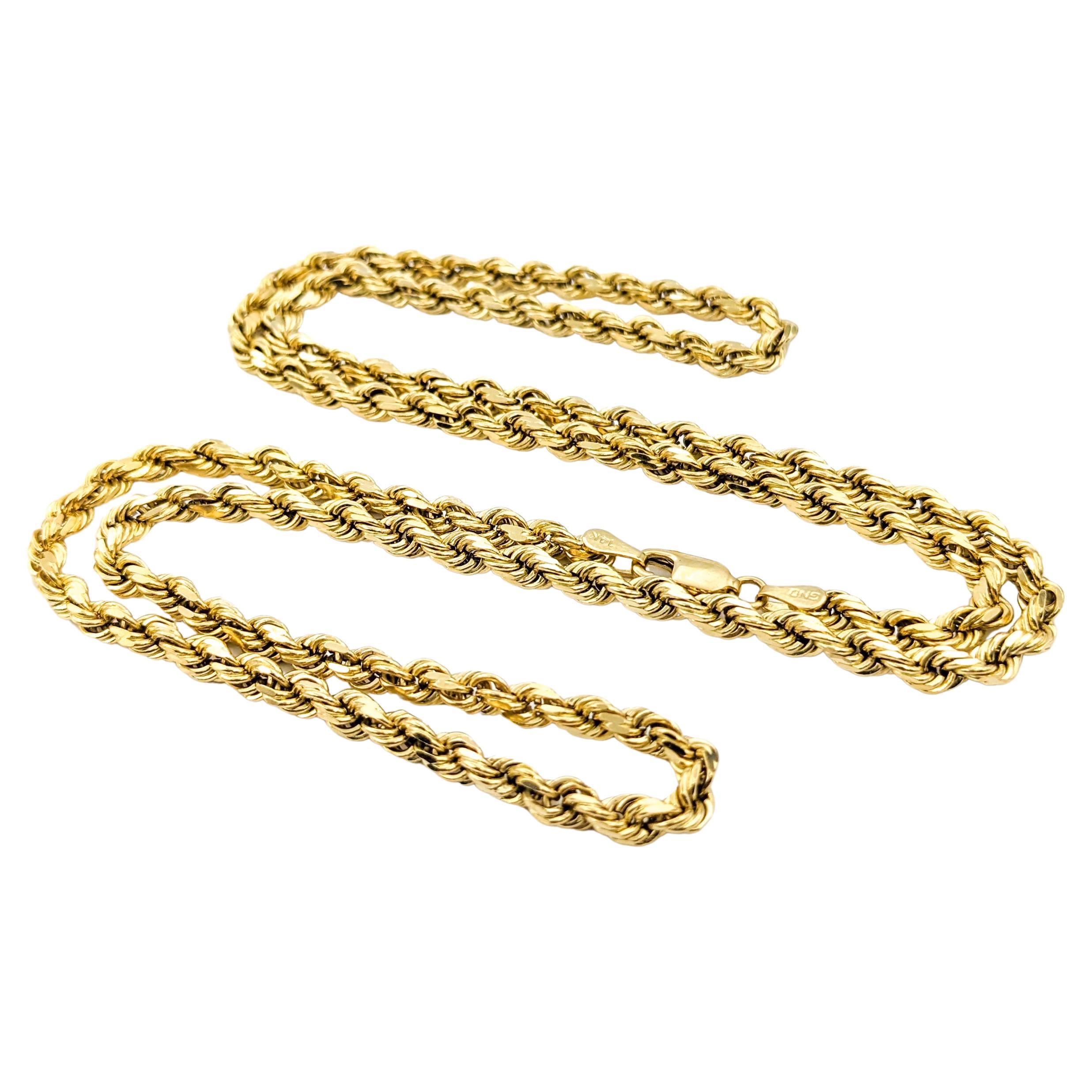 Classic Rope Design Necklace In Yellow Gold For Sale