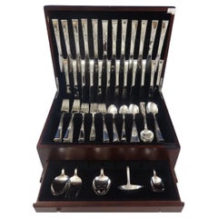Juego de Cubiertos de Plata de Ley Classic Rose by Reed & Barton 12 Servicios 77 Piezas