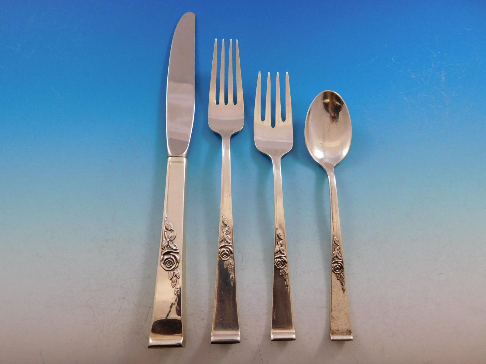 Classic Rose by Reed & Barton Sterling Silver Flatware Set 8 Service 45 Pieces In Excellent Condition In Big Bend, WI