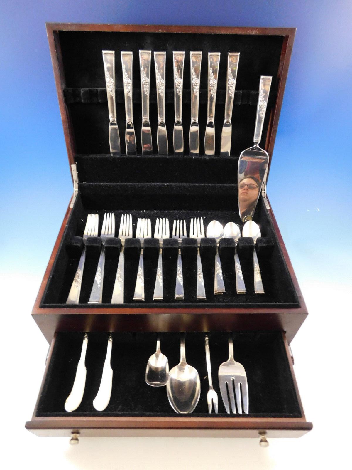 Classic Rose by Reed & Barton Sterling Silver Flatware Set 8 Service 45 Pieces For Sale 3