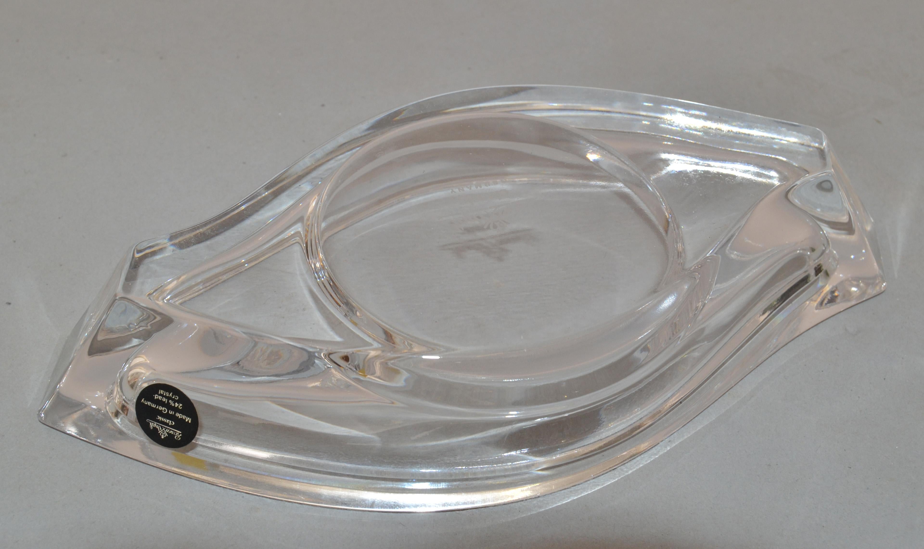 Late 20th Century Classic Rosenthal Horizon Lead Crystal Glass Candle Holder Catchall Vide Poche For Sale