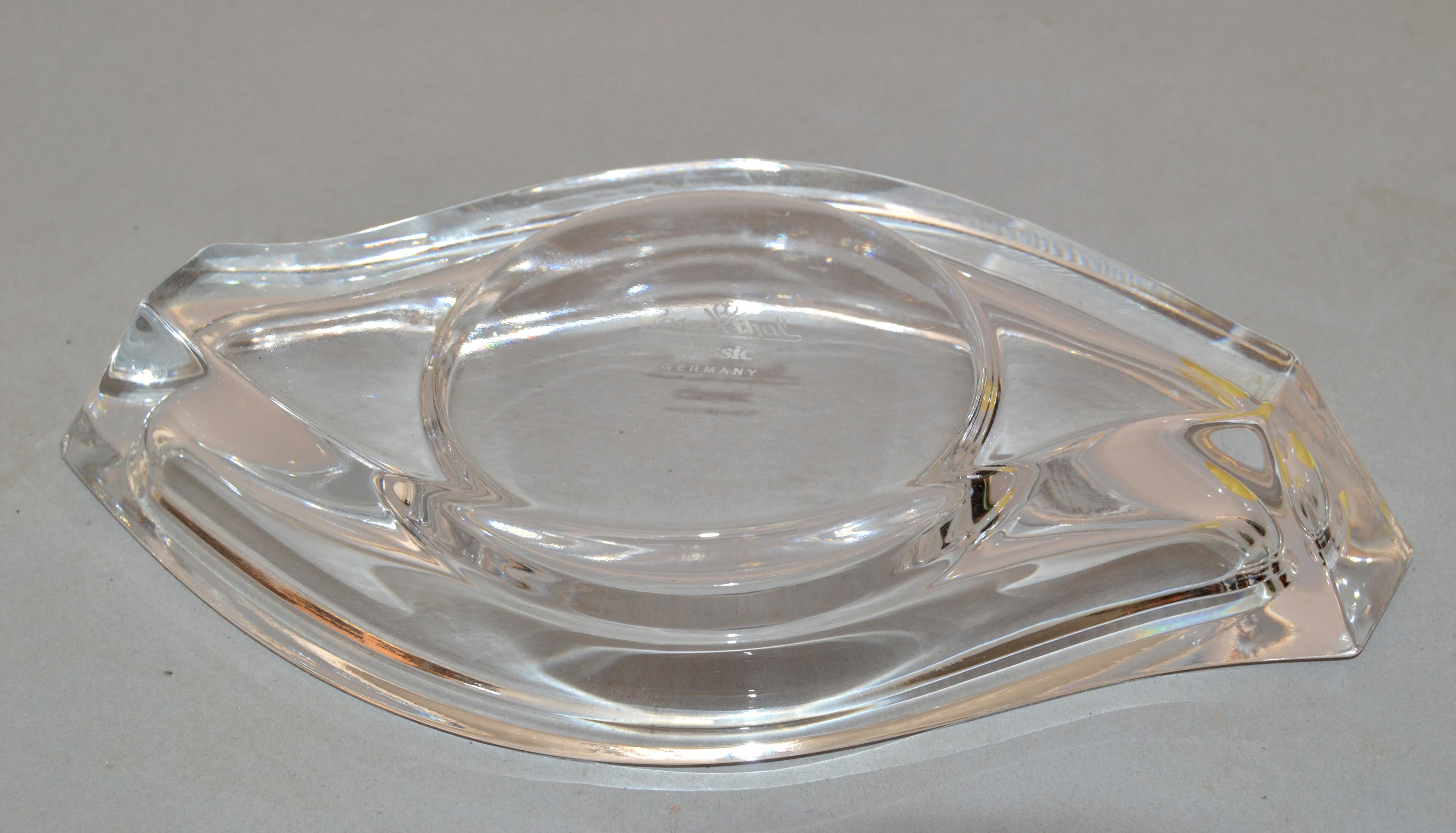 Classic Rosenthal Horizon Lead Crystal Glass Candle Holder Catchall Vide Poche In Good Condition For Sale In Miami, FL