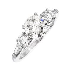 Classic Round & Baguette Diamond Platinum Engagement Ring