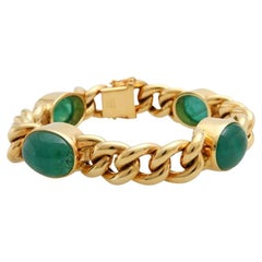 Bracciale classico rotondo, in particolare con 4 smeraldi cabochon