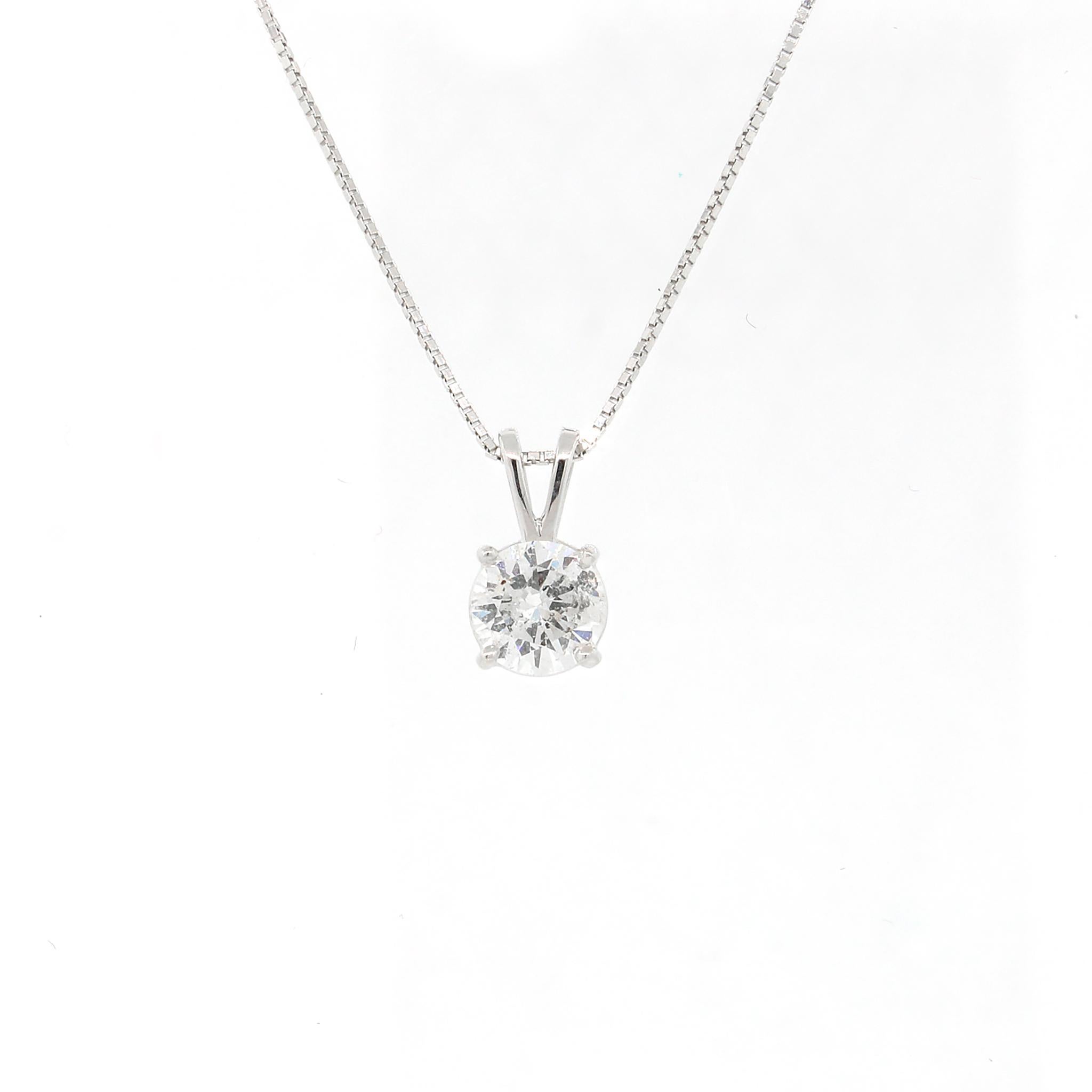 Women's Classic Round Cut Diamond Single Pendant Necklace