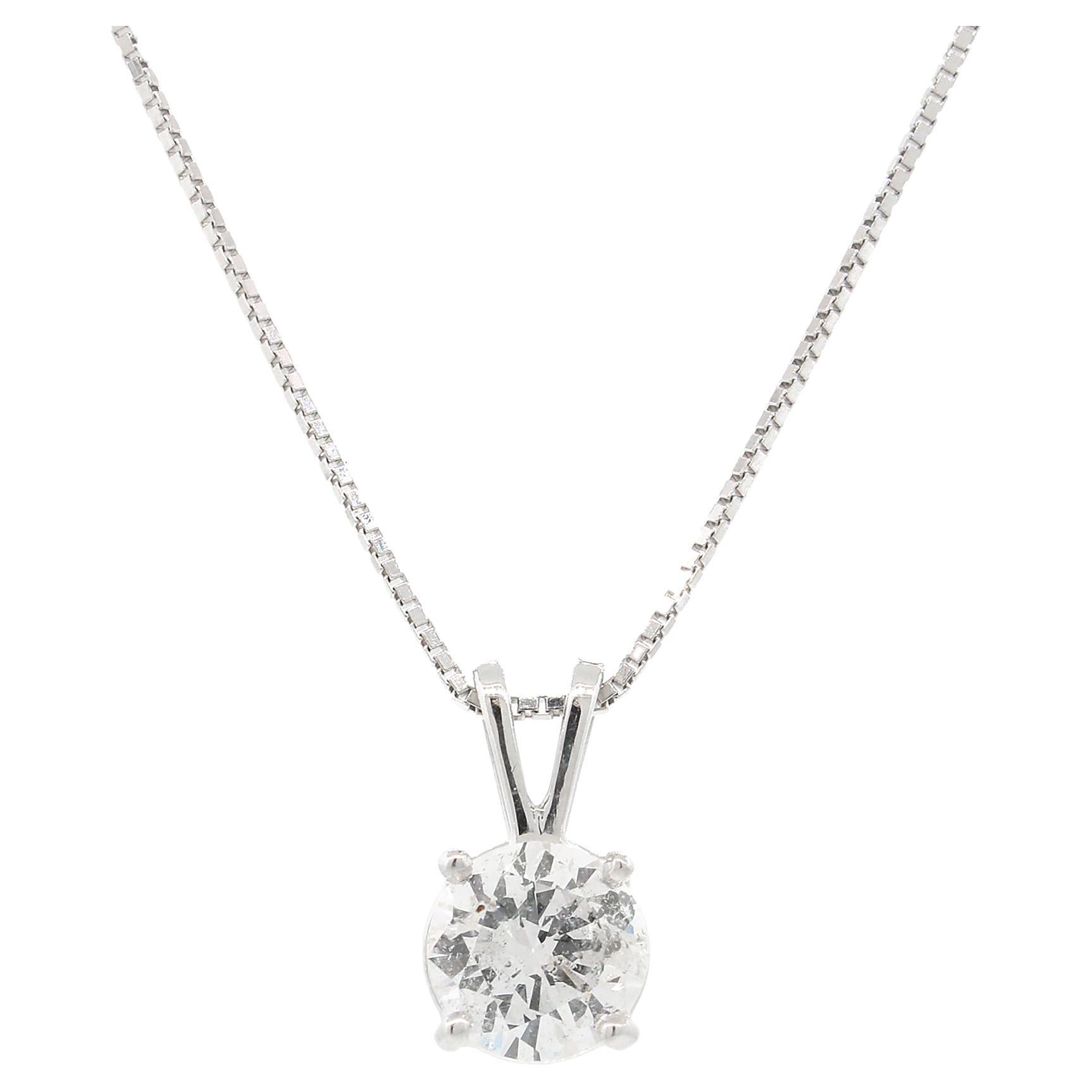 Classic Round Cut Diamond Single Pendant Necklace